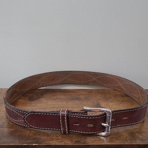 Silver Creek Dark Brown Leather Belt with Silver Hardware size 34